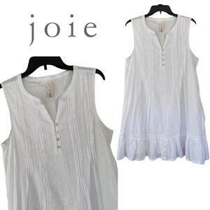 Joie, Sleeveless Boho Ruffle Hem Cotton Tunic Dress, White